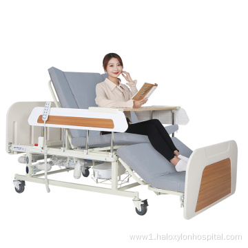 Manual medical bed with commode/toilet used at home